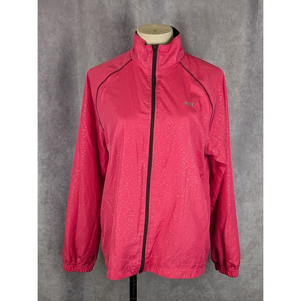Avia Womens Hot Pink Full Zip Windbreaker Jacket Geometric Pattern Size Medium